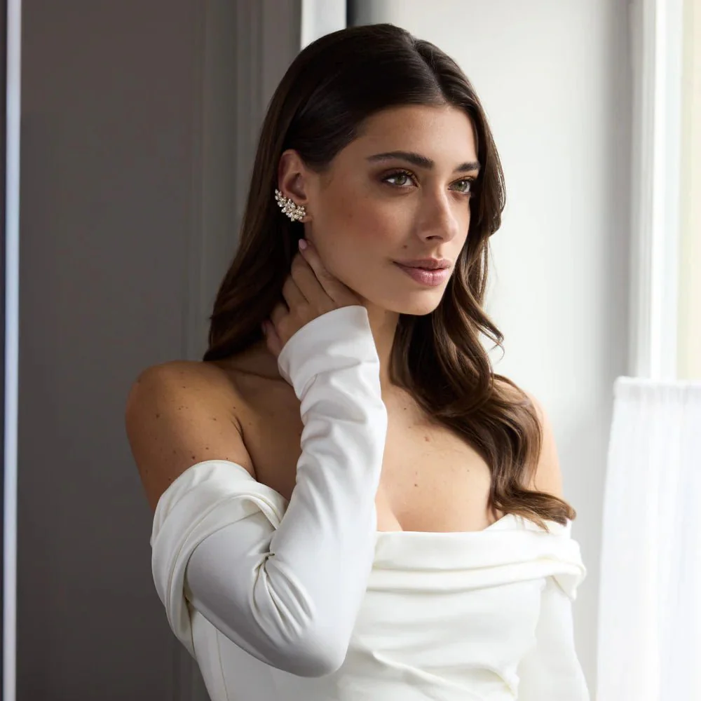 Caroline Svedbom Silver Stay Together Crystal Earrings - Image 3