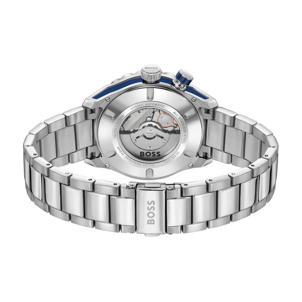 Boss Silver and Blue Bossmatic Round Mens Hybrid Automatic Watch - Image 5