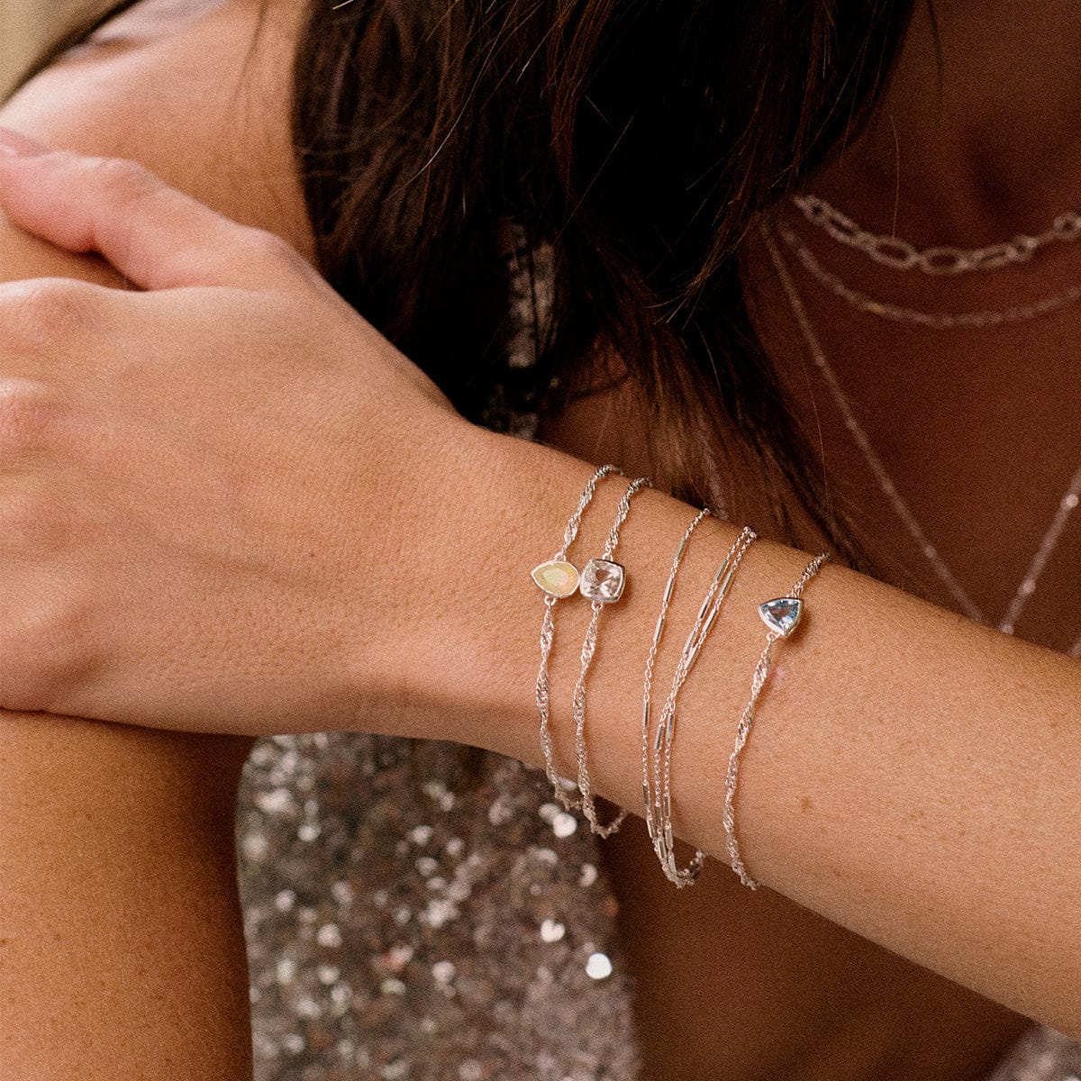 Daisy London Sterling Silver Birthstone Charm Bracelet - Image 6