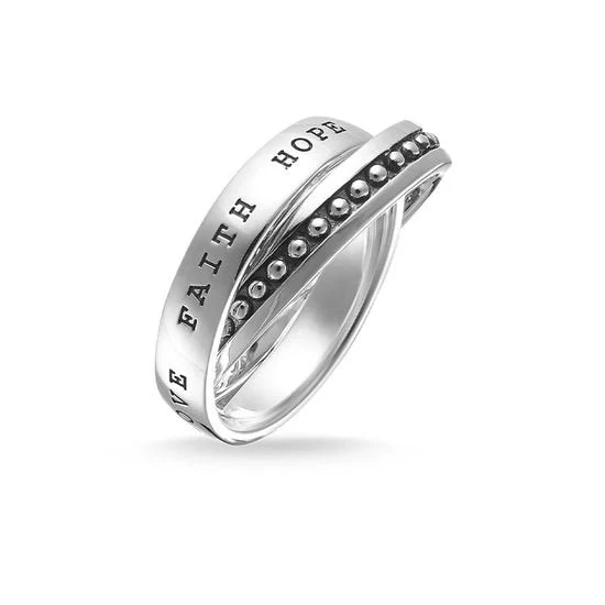 Thomas Sabo Silver Mens Faith Love Hope Ring - Image 3