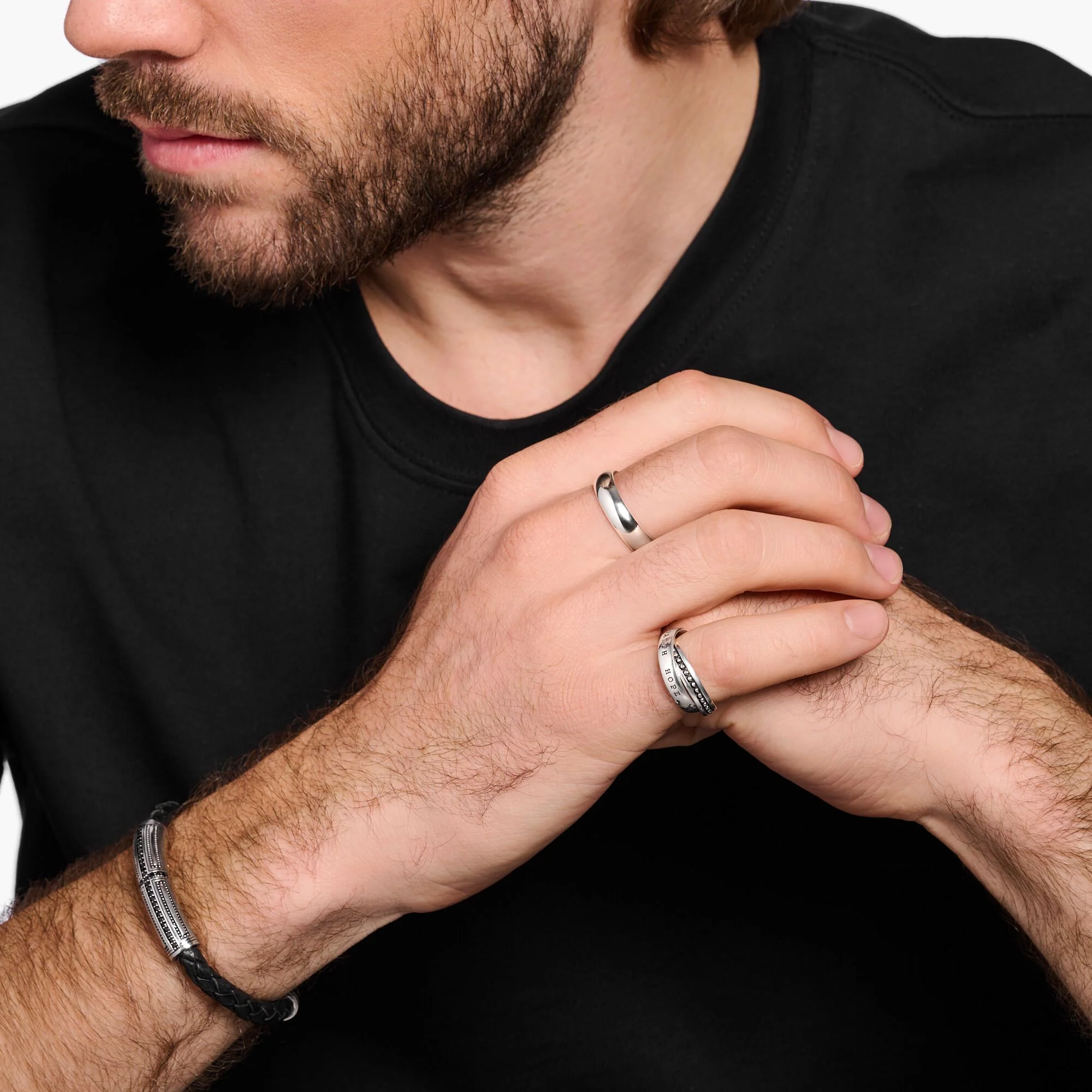 Thomas Sabo Silver Mens Faith Love Hope Ring - Image 4