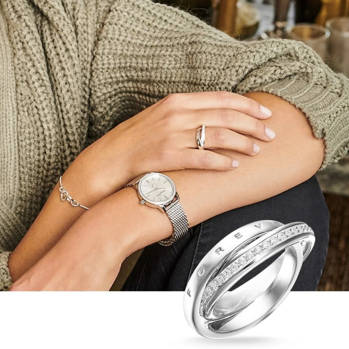 Thomas Sabo Silver CZ Together Forever Ring - Image 5